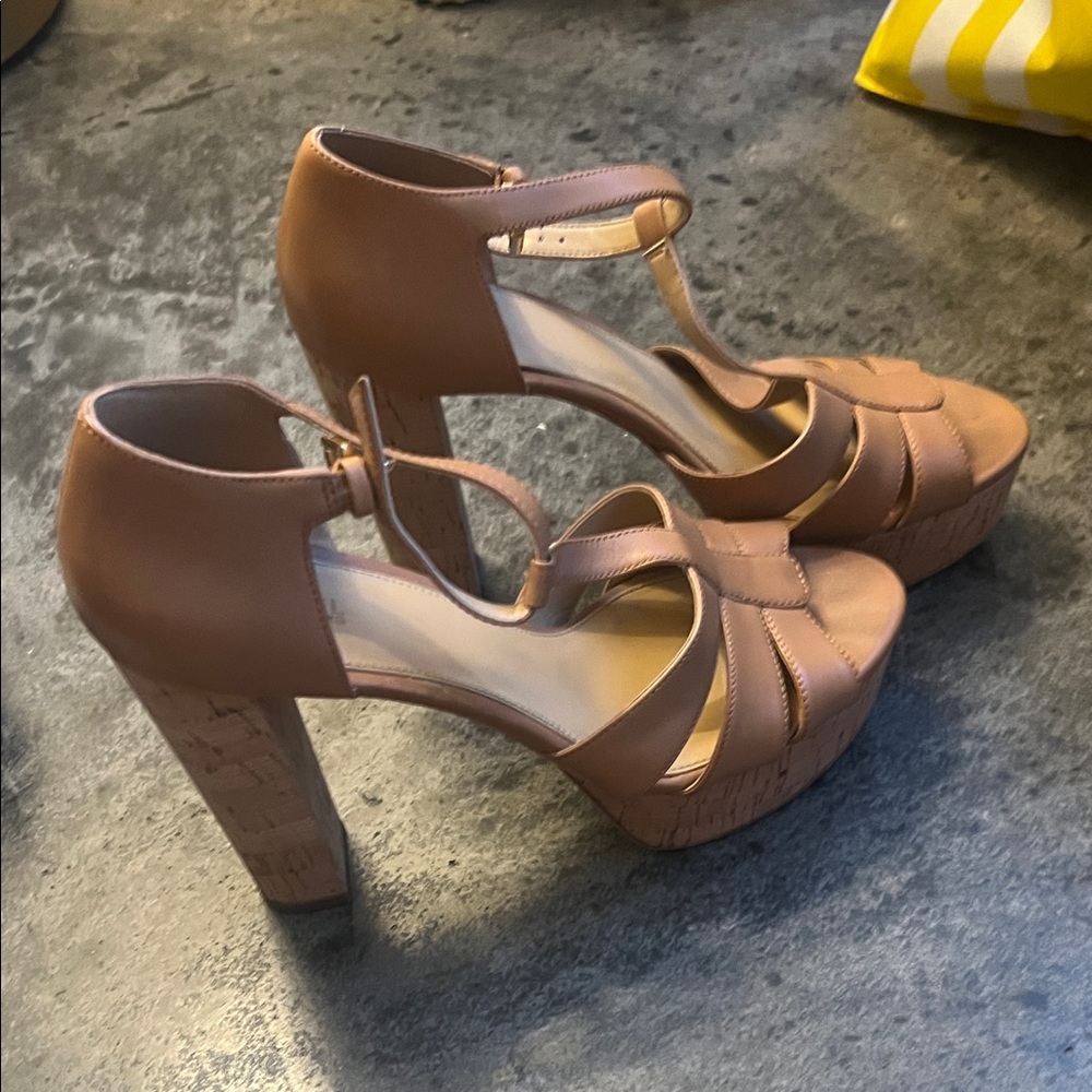 Michael Kors Tan Strappy Platform Heels